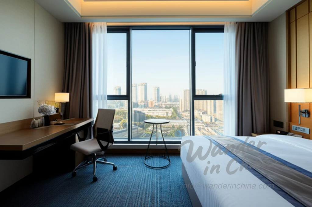 Changsha Hotelzimmer Stadtblick.