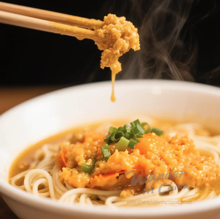 「蟹黄麺(シエホアンミエン)」:黄金の美味
