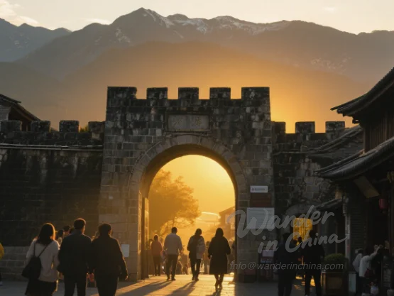 Dali Old Town South Gate at Sunset.