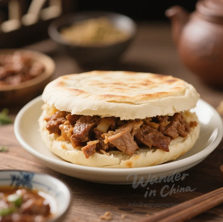 Close up of Rou Jia Mo filling