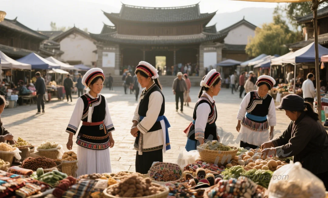 Shaxi Ancient Town Market Day.