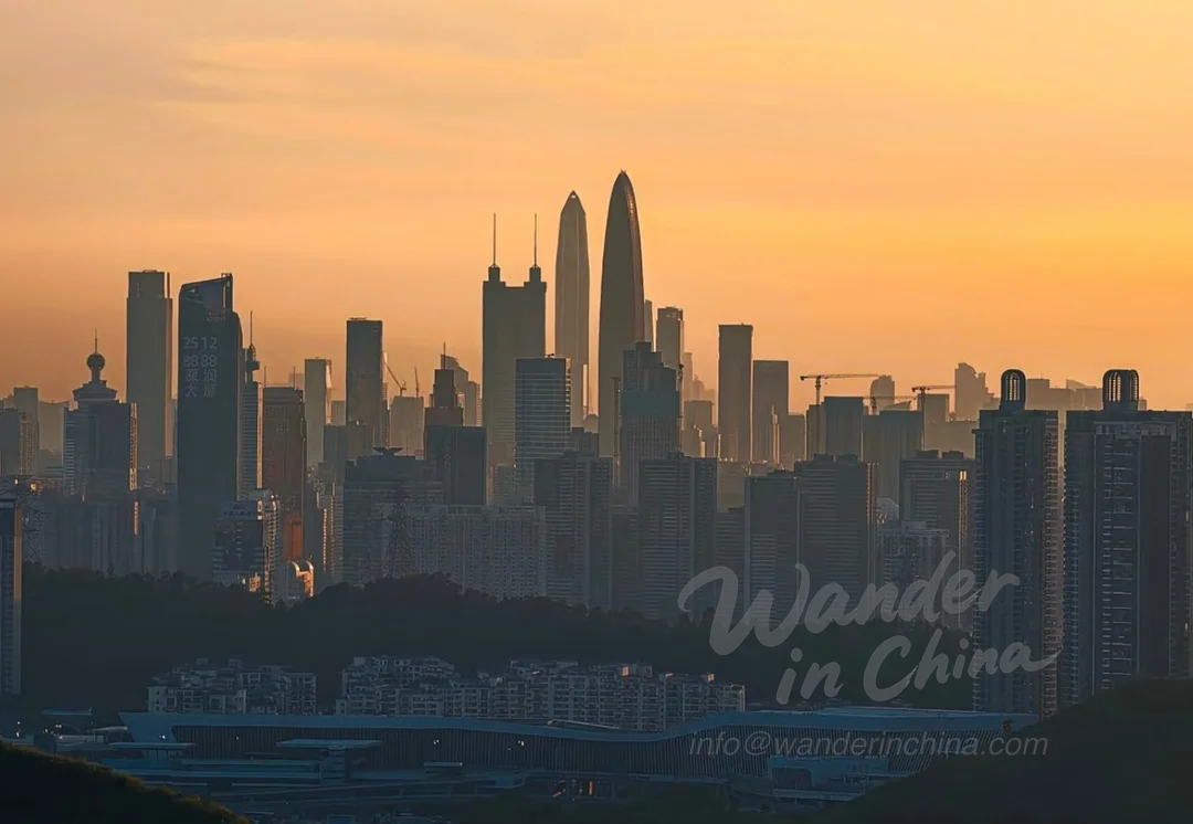 Horizonte de Shenzhen que muestra una arquitectura diversa.
