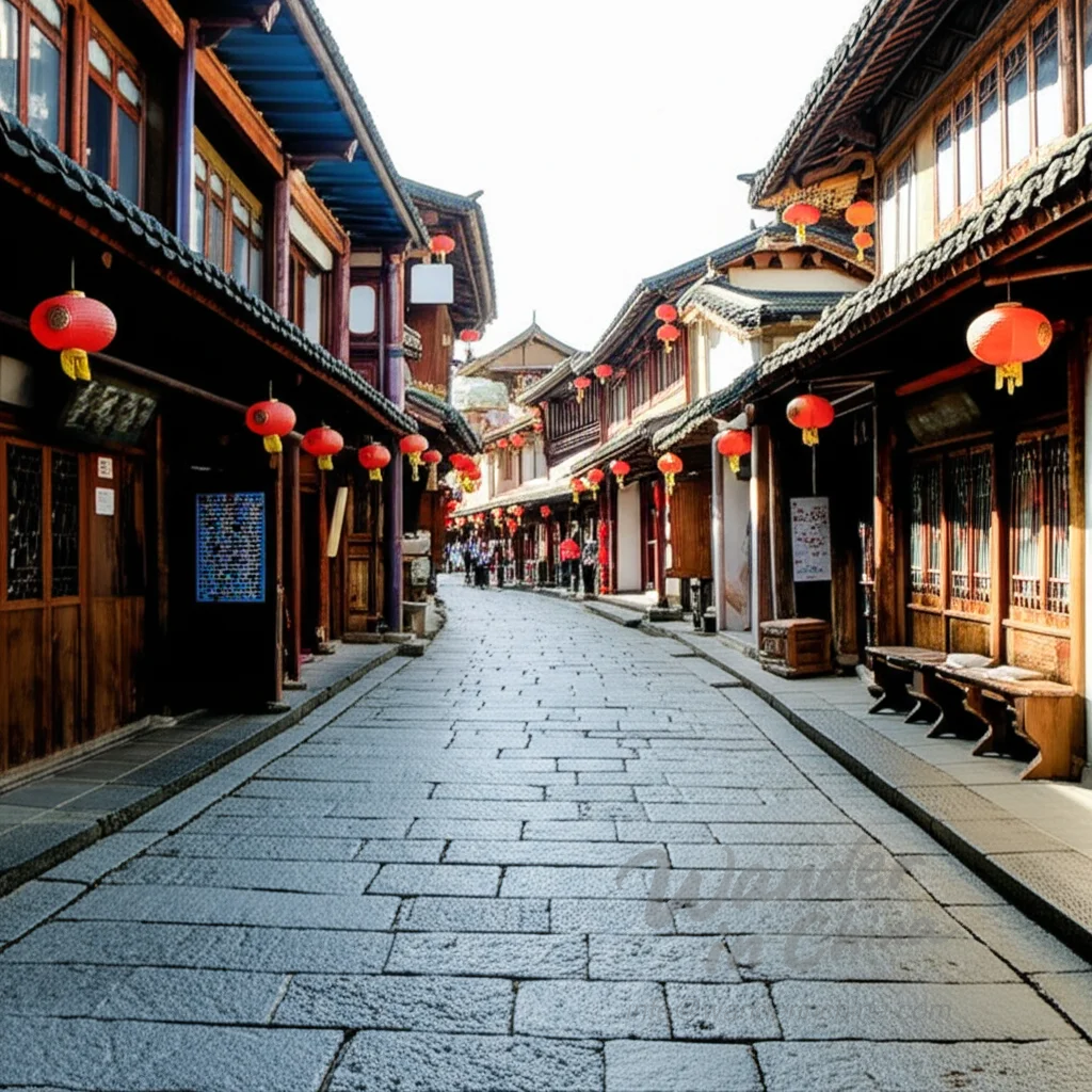ทิวทัศน์ถนนเมืองโบราณสือเหอ.