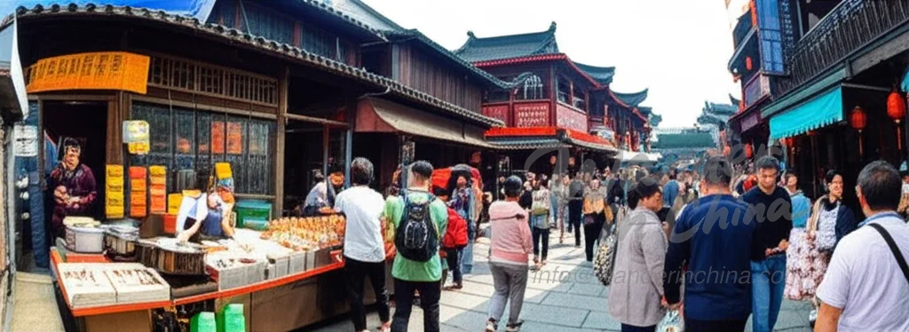 ตลาดอาหารริมทางในเมืองโบราณของเซี่ยงไฮ้