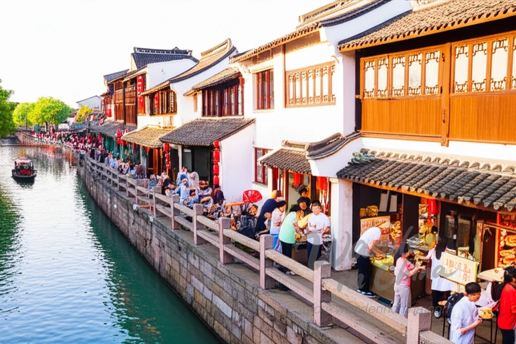 Comida callejera de Suzhou en la calle Pingjiang.