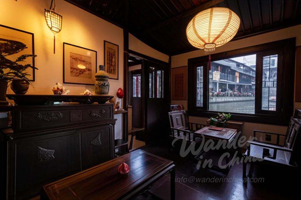 Traditional Guesthouse Interior in Ancient Water Town.